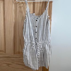 Blue and white button-down romper